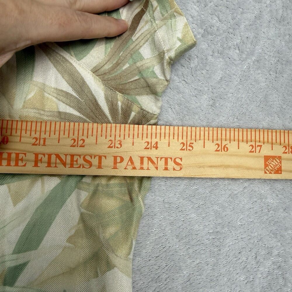 Vtg Silk Blend Hawaiian Camp Shirt Womens XL Neutral Vacation Retro Summer Palm - Picture 7 of 11